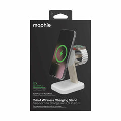 mophie Qi2 2-in-1 Wireless Charging Stand 15W White for Phone and Apple Watch