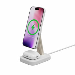 mophie Qi2 2-in-1 Wireless Charging Stand 15W White for Phone and Apple AirPods