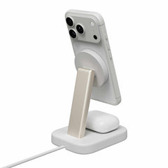 mophie Qi2 2-in-1 Wireless Charging Stand 15W White for Phone and Apple AirPods