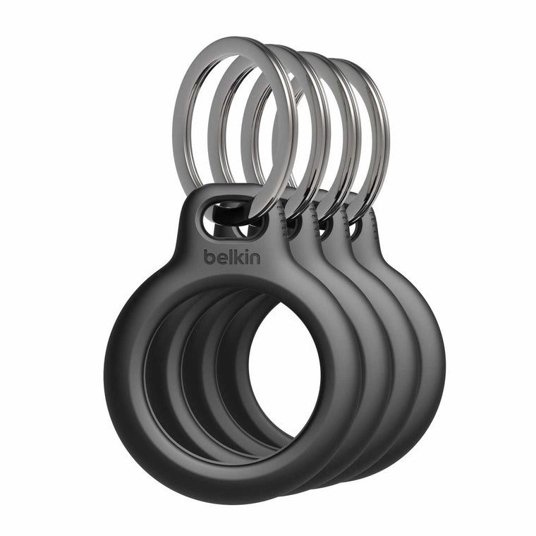 MSC001btBK Secure Holder with Key Ring for AirTag 4-Pack Black
