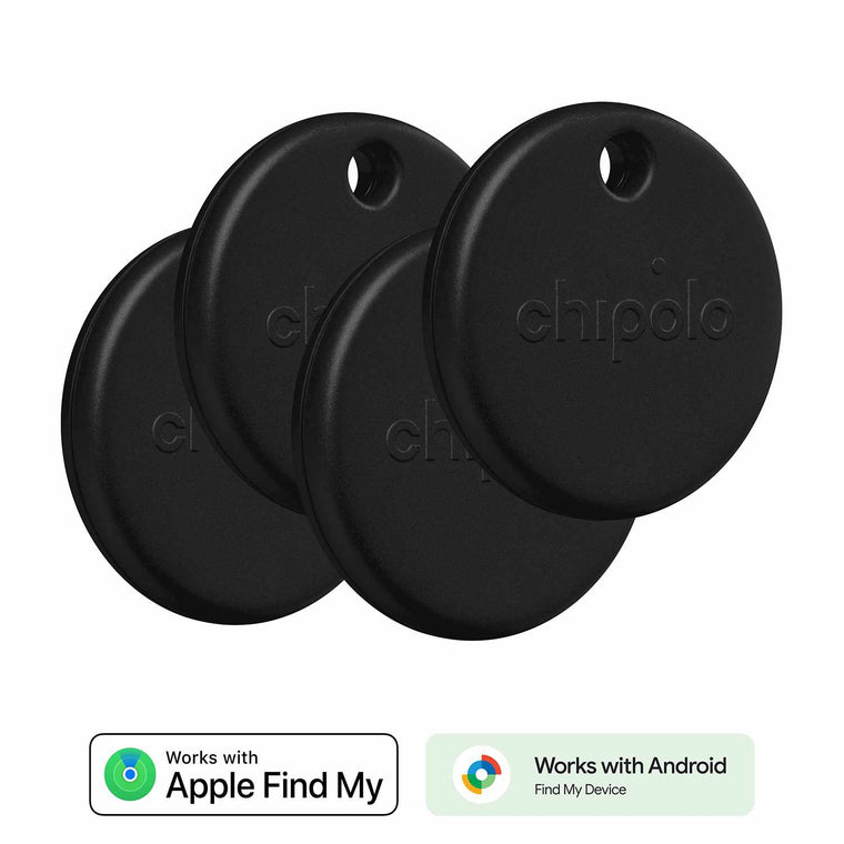 Chipolo POP 4 Pack Tracking Tag (Works with Google’s Find My Device or Apple Find My) Black