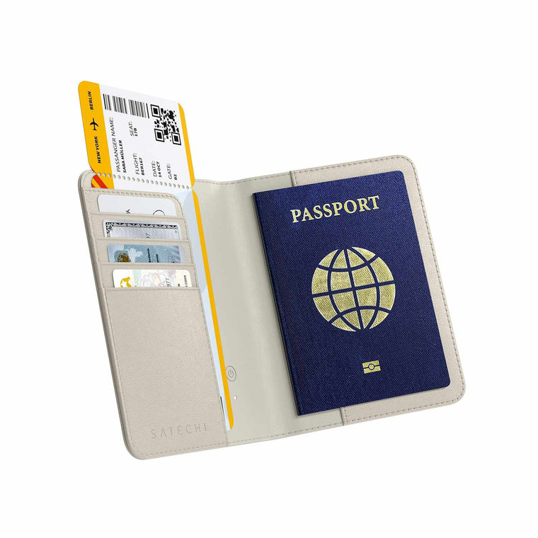 Satechi Vegan-Leather Passport Cover with Find My Sand
