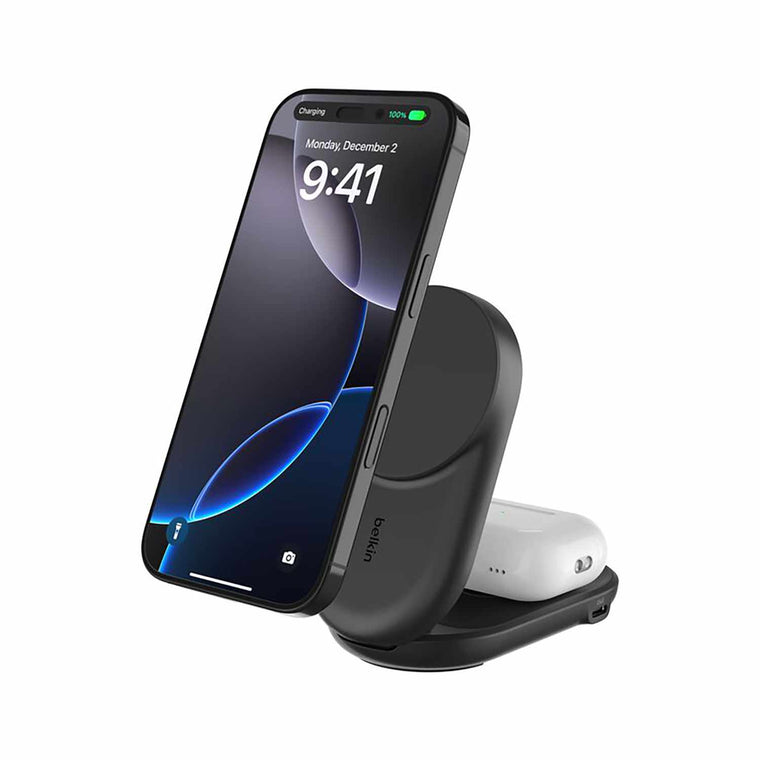 Belkin UltraCharge Qi2 2-in-1 Foldable Magnetic Charger 25W Black
