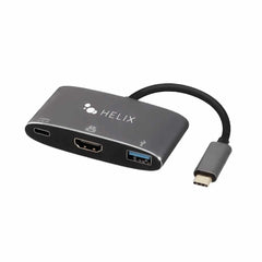 Helix/Retrak 3-in-1 USB-C Adapter with USB-A HDMI and USB-C Ports Black
