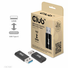 Club3D USB 3.2 to USB-C 3.2 Male/Female Adapter Black