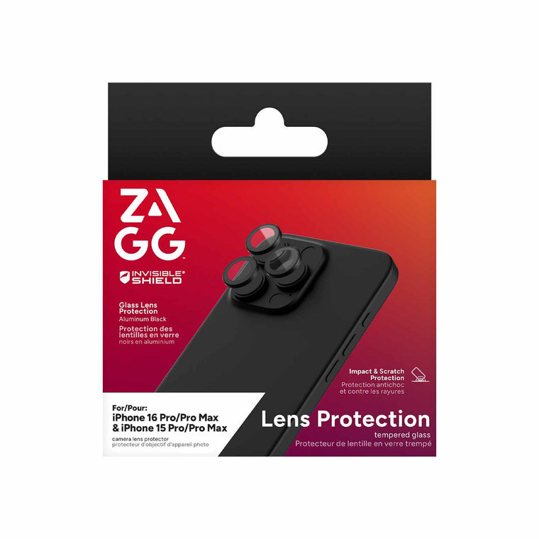 ZAGG InvisibleShield Glass Elite Anti-Reflective Lens Protector Black for iPhone 16 Pro/16 Pro Max/15 Pro/15 Pro Max