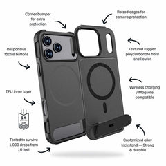 Blu Element Armour Ultra MagSafe w/Kickstand Case Black for iPhone 17 Pro Max