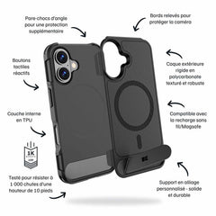 Blu Element Armour Ultra MagSafe w/Kickstand Case Black for iPhone 16