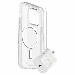 OtterBox Protection+Power Kit (Symmetry+ with MagSafe Clear w/Trusted Glass Screen Protector and Wall Charger 20W White) for iPhone 14 Pro