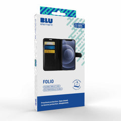Blu Element Faux Leather Folio Case w/TPU Gelskin for iPhone 16 Black