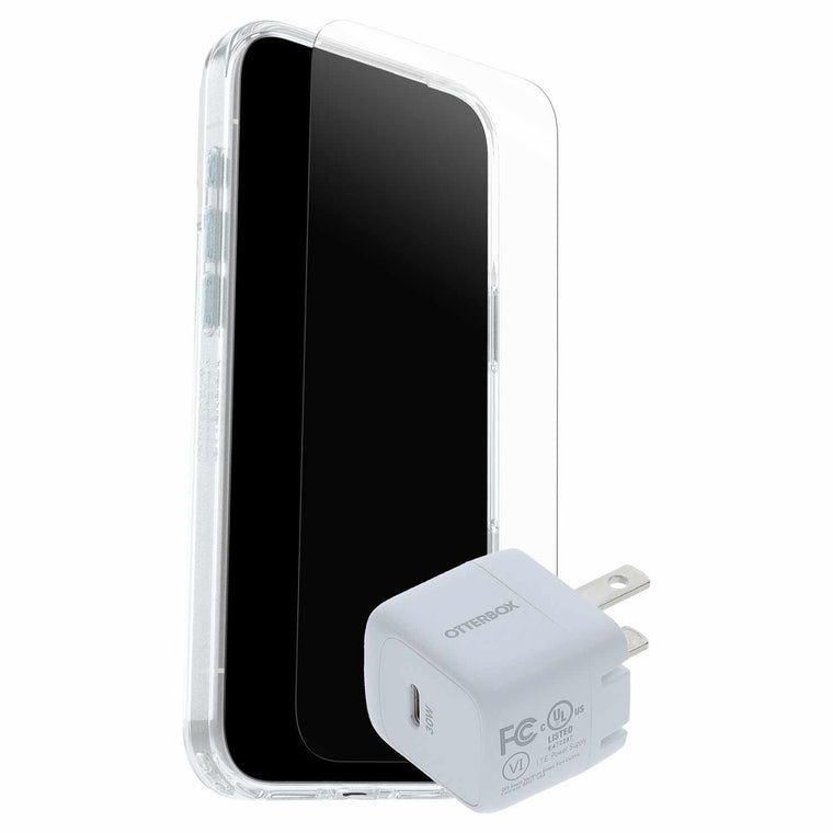 OtterBox Protection+Power Kit (Symmetry Clear MagSafe w/Glass + Wall Charger 30W White) Clear for iPhone 17 Pro Max