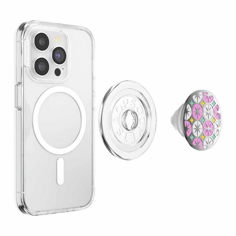 PopSockets PopGrip for MagSafe Round with Adapter Ring Enamel Atomic Wallpaper