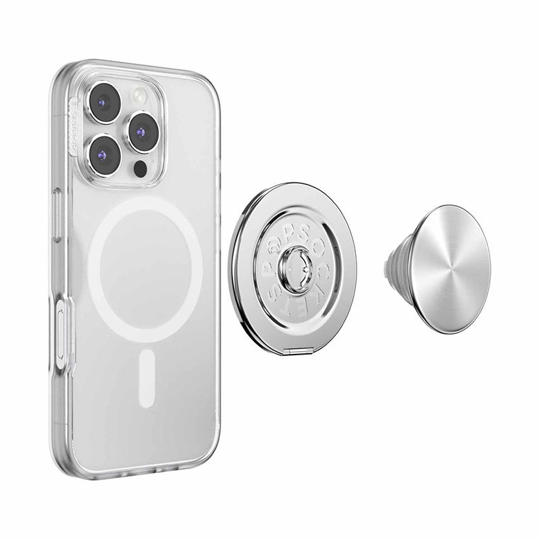 PopSockets PopGrip Kick Out for MagSafe Round with Adapter Radial Silver