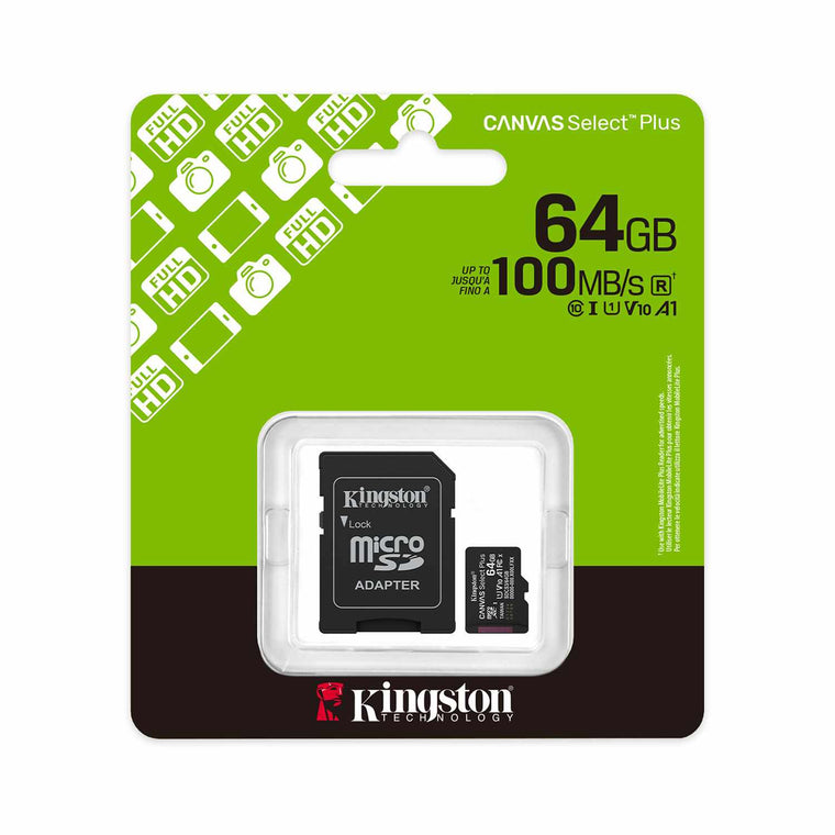 SDCS364GB 64GB microSDXC Canvas Select Plus Gen3 100MB/s A1 Card + Adapter