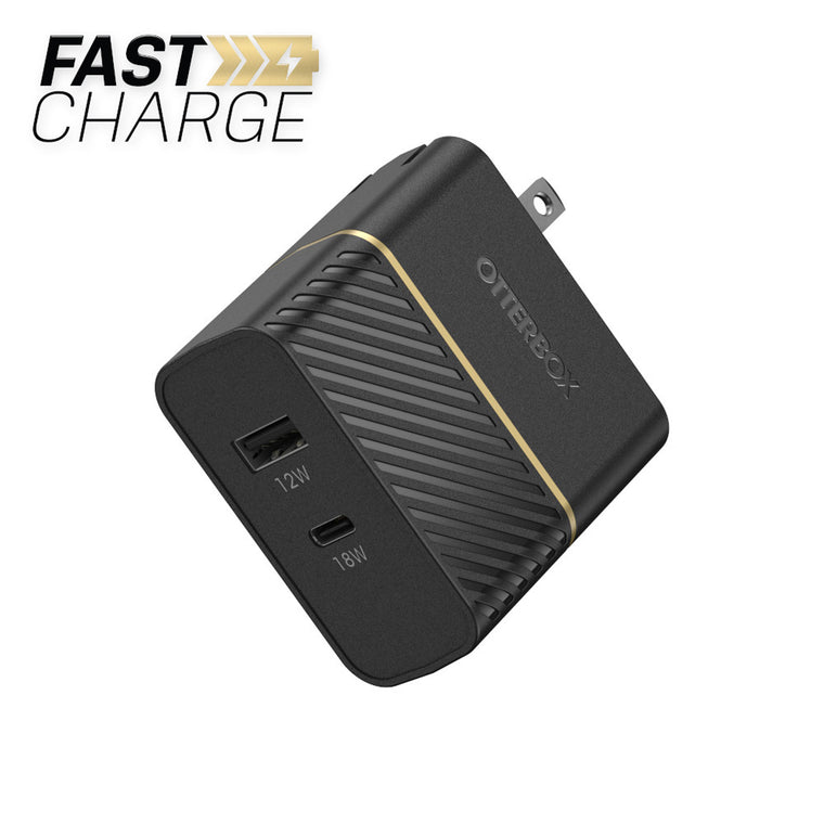 OtterBox Dual Fast Charge Power Delivery Wall Charger USB-C 30W Black