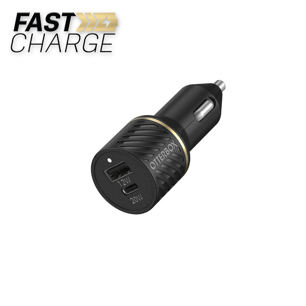 OtterBox Dual Fast Charge Premium Car Charger USB-C 30W (18W PD + USB-A 12W) Black